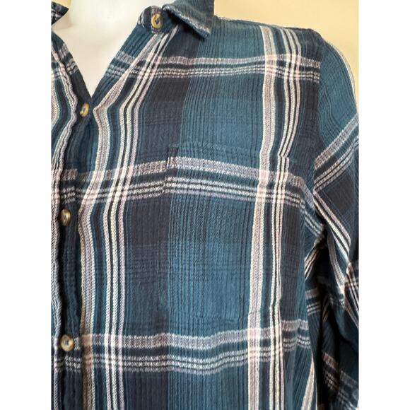 Rustic Grunge Plaid Button Down Shirt Women's Plus Size 2XL Flannel Cabin Core - Picture 4 of 11